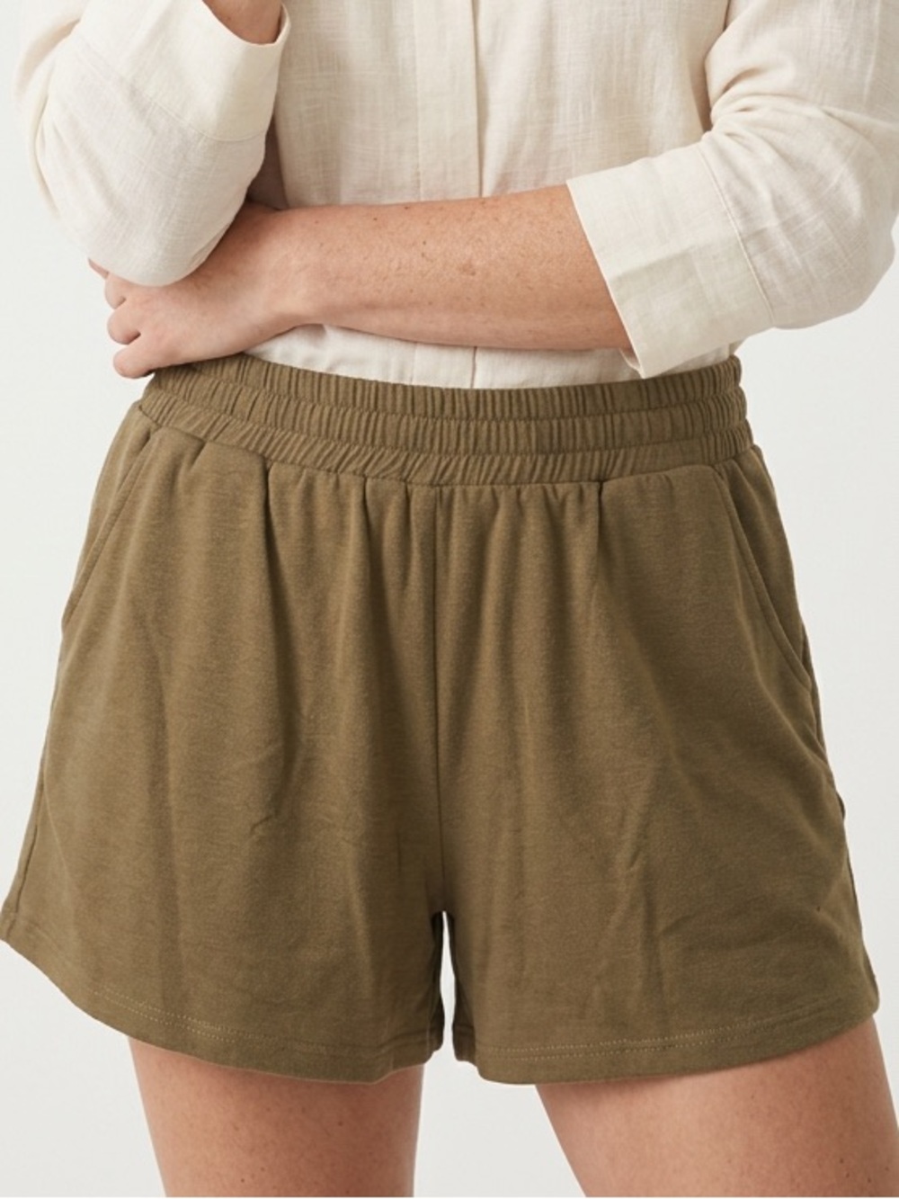 PROJECT SOCIAL T | Dark Tan Pull On Elastic Waist Shorts Women’s Size Large